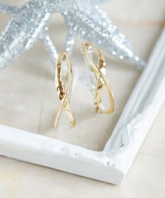 Phoebe 〈シリーズ累計販売10000点突破！〉〈痛くないシリーズ/金属アレルギー対応〉クロスフープクリスタルループフィットイヤリング　ゴールド