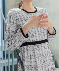 Tiaclasse 【安田美沙子さん着用・洗える】配色ツイードワンピース
