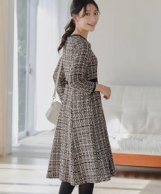 Tiaclasse 【安田美沙子さん着用・洗える】配色ツイードワンピース