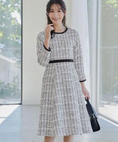 Tiaclasse 【安田美沙子さん着用・洗える】配色ツイードワンピース