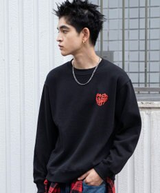 WEGO 【ユニセックス着用ITEM/裏起毛/SMLサイズ展開】リラックスフィットハートロゴプルオーバー