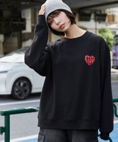 WEGO 【ユニセックス着用ITEM/裏起毛/SMLサイズ展開】リラックスフィットハートロゴプルオーバー