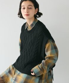 CRAFT STANDARD BOUTIQUE 洗える/2WAYケーブルニットリボンベスト