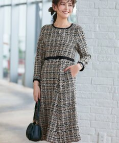 Tiaclasse 【安田美沙子さん着用・洗える】配色ツイードワンピース