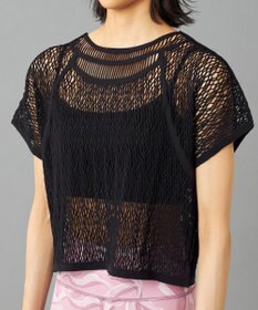 Chacott 【ノーソーイングニット】ランダムメッシュニットTシャツ