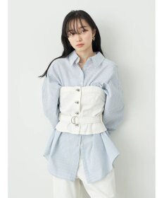 earth music&ecology サッカーストライプボーイズライクシャツ