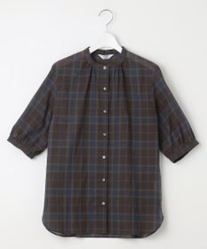 J.PRESS LADIES 【洗える】シアーマドラス バンドカラー ブラウス