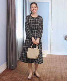 Tiaclasse 【安田美沙子さん着用・洗える】配色ツイードワンピース