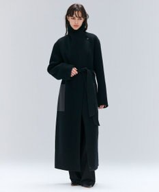 BEIGE， LEMOORE / ウールリバーフェイクレザーポケット付きコート