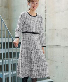 Tiaclasse 【安田美沙子さん着用・洗える】配色ツイードワンピース