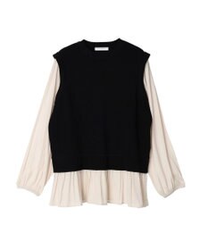 Green Parks とろみ布帛ドッキングニットチュニック