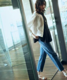 組曲 【前後着用可】コットンフラワーレーシー カーディガン