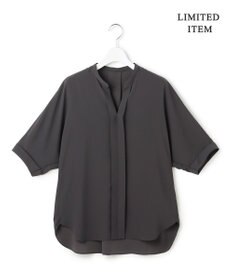 ICB L 【新色追加・WEB限定】BackSatinAmunzen 5分袖キーネックブラウス