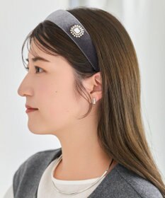 Phoebe <オンワード限定セット>パール&バーライトフィットイヤリング×クラッシービジューカチューシャ シルバー