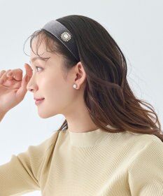 Phoebe <オンワード限定セット>パール&バーライトフィットイヤリング×クラッシービジューカチューシャ シルバー