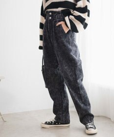 WEGO 【ウエストゴム】ウエストフリルデニムマムパンツ