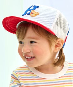 MIKI HOUSE HOT BISCUITS 【44-54cm】 ストライプ ロゴメッシュキャップ