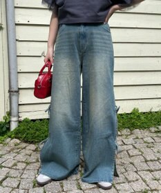 WEGO 【ウエストゴム/楽ちん】サマーデニムサイドリボンパンツ