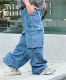 WEGO 【ユニセックス着用ITEM】デニムイージーカーゴパンツ