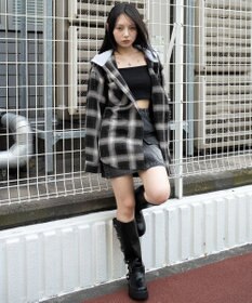 WEGO 裏毛フードチェックシャツ