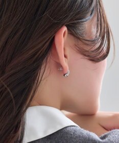 Phoebe 【金属アレルギー対応】ドロップハーフフープミニピアス　シルバー/サージカルステンレス