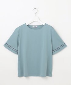 J.PRESS LADIES L 【接触冷感】コットンスムース 刺繍スリーブ カットソー