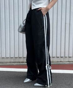 WEGO 【ウエストゴム】ラインリボンデザインナイロンバンツ