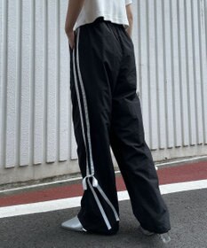 WEGO 【ウエストゴム】ラインリボンデザインナイロンバンツ