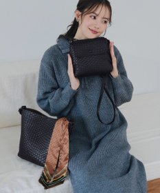 Tiaclasse 【2点セット】編み込み風ショルダーバッグ＋ショルダーポーチ付き