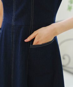Tiaclasse 【洗える】デニムタックフレアワンピース