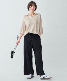 ANY L アクリルガーターポロ衿ニット