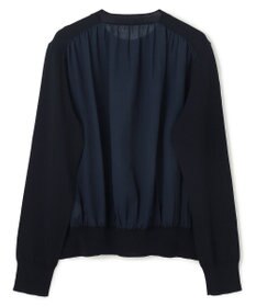 BEIGE， 【洗える】NADIA / バックオーガンジークルーネックカーディガン