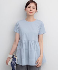 組曲 【WEB限定】プレーティング天竺ビスチェ風ティアード Tシャツ