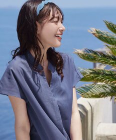 Tiaclasse 【洗える】リネンミックススキッパーシャツワンピース