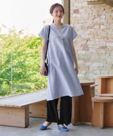 Tiaclasse 【洗える】リネンミックススキッパーシャツワンピース