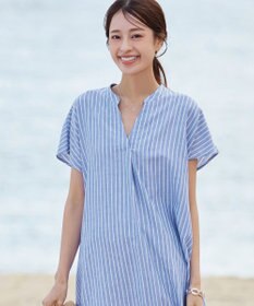 Tiaclasse 【洗える】リネンミックススキッパーシャツワンピース