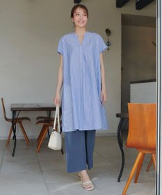 Tiaclasse 【洗える】リネンミックススキッパーシャツワンピース