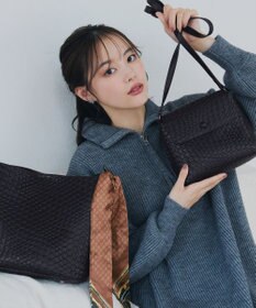 Tiaclasse 【2点セット】編み込み風ショルダーバッグ＋ショルダーポーチ付き