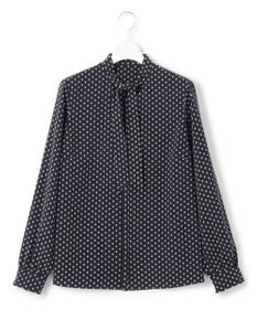 23区 【洗える】ジオメトリックパターン ボウタイ ブラウス