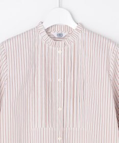 J.PRESS LADIES BEZコットンナイロン ストライプ フリル襟 ブラウス