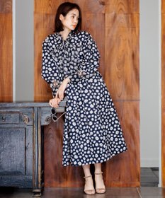 組曲 L 【組曲×setsuko sagittaire】ハイカウントストレッチプリントワンピース