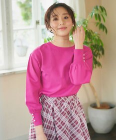 Feroux 【洗える】パールポイントパフスリーブ ニット
