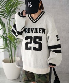 WEGO ナンバリングラインフラッフィーニット