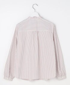 J.PRESS LADIES BEZコットンナイロン ストライプ フリル襟 ブラウス