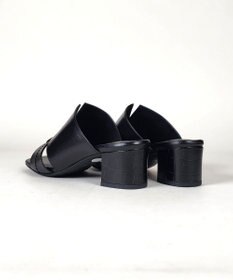 Dominic3 型押しヒール レザーVカットミュール