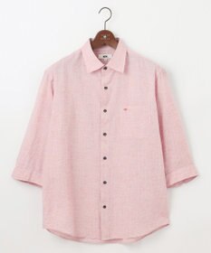 JOSEPH ABBOUD 【キングサイズ・サステイナブル・７分袖】リヨセルリネンシャンブレー シャツ