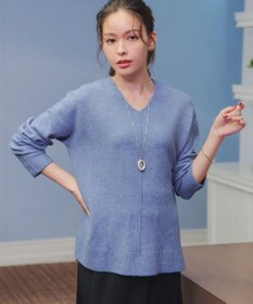Tiaclasse 【安田美沙子さん着用・洗える】メランジVネックニットプルオーバー