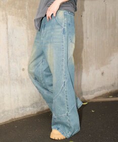 WEGO 【ユニセックス着用ITEM】スウィッチングフレアデニムパンツ