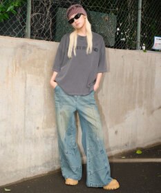 WEGO 【ユニセックス着用ITEM】スウィッチングフレアデニムパンツ