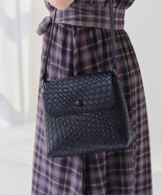 Tiaclasse 【2点セット】編み込み風ショルダーバッグ＋ショルダーポーチ付き